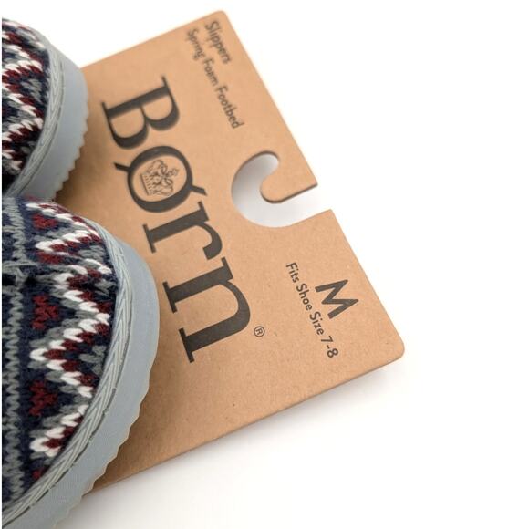Born Fair Isle Faux Fur Scuff Slippers Slip On Women's Blue Size US7-8 EU39 - Picture 8 of 10